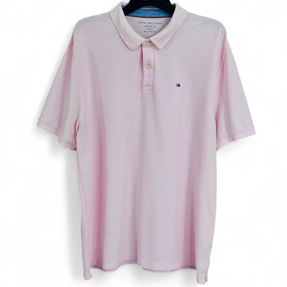 TOMMY HILFIGER Men's Pink Polo Shirt XXL, Regular Fit Short Sleeveless. - Picture 3 of 9